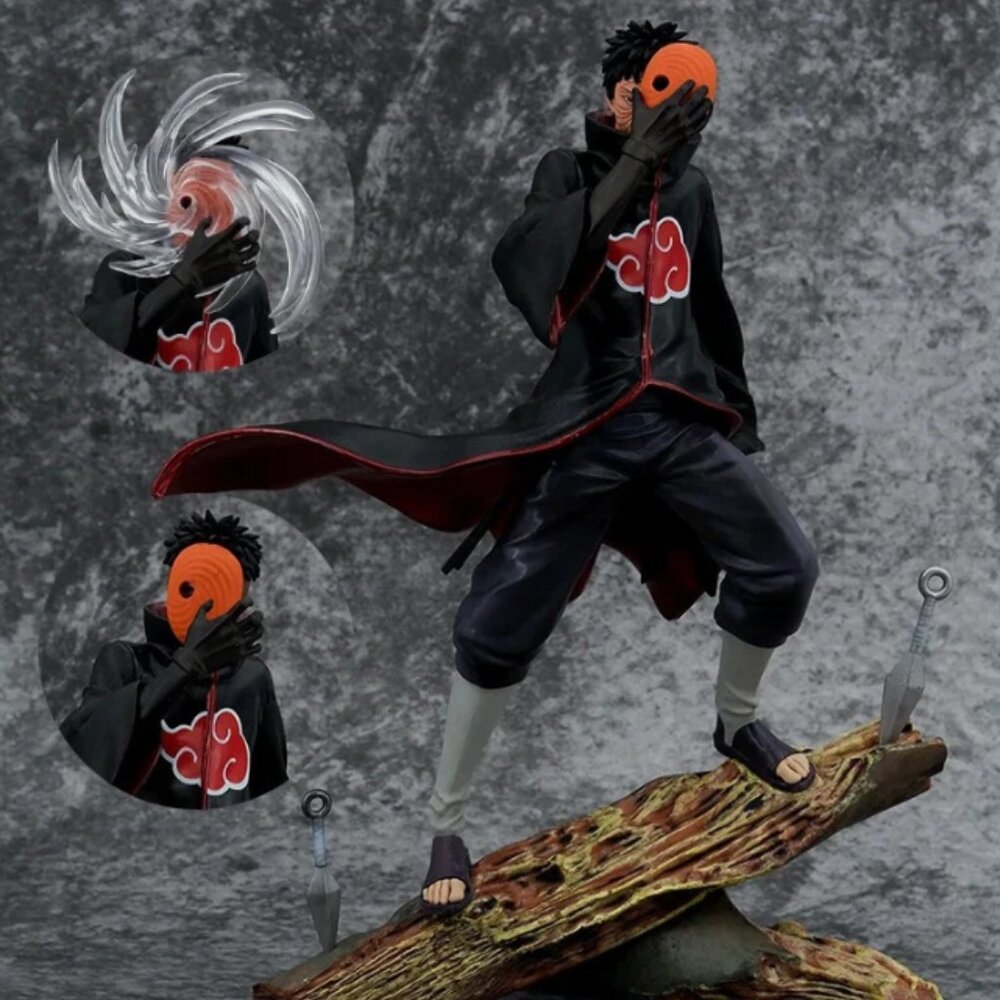 28cm Naruto Anime Figure Obito Uchiha Tobi Head Changeable Action Figurine Pvc